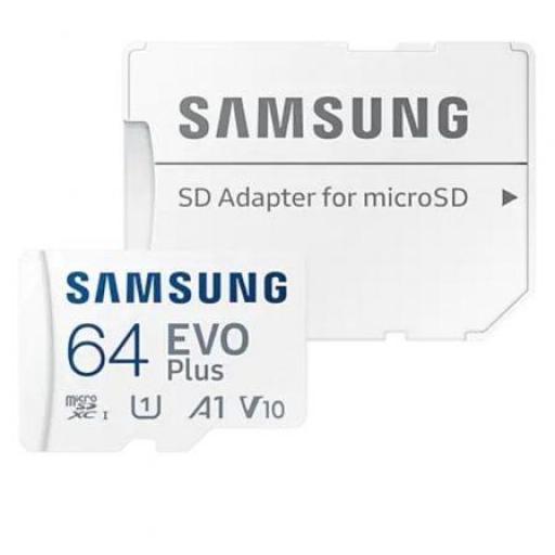 Tarjeta de Memoria Samsung EVO Plus 2021 64GB microSD XC con Adaptador/ Clase 10/ 130MBs [0]