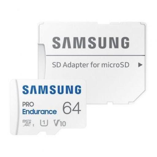 Tarjeta de Memoria Samsung Pro Endurance 64GB microSD XC con Adaptador/ Clase 10/ 100MBs [0]