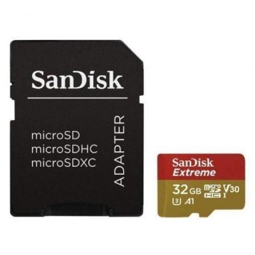 Tarjeta de Memoria SanDisk Extreme 32GB microSD HC UHS-I con Adaptador/ Clase 10/ 100MBs [0]