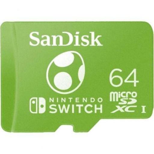 Tarjeta de Memoria SanDisk Nintendo Switch 64GB microSD XC UHS-I/ Clase 10/ 100MBs [0]