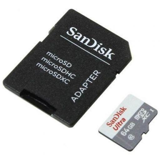 Tarjeta de Memoria SanDisk Ultra 64GB microSD XC con Adaptador/ Clase 10/ 100MB/s [0]