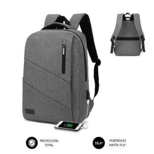 Mochila Subblim City Backpack para Portátiles hasta 15.6"/ Puerto USB/ Gris [0]