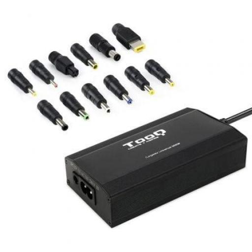 Cargador de Portátil TooQ TQLC-100BS01M/ 100W/ Manual/ 12 Conectores/ Voltaje 12-24V/ 1 USB [0]