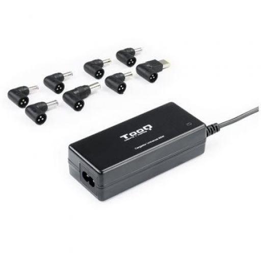 Cargador de Portátil TooQ TQLC-65BS02AT/ 65W/ Automático/ 8 Conectores/ Voltaje 18.5-20V/ 1 USB [0]