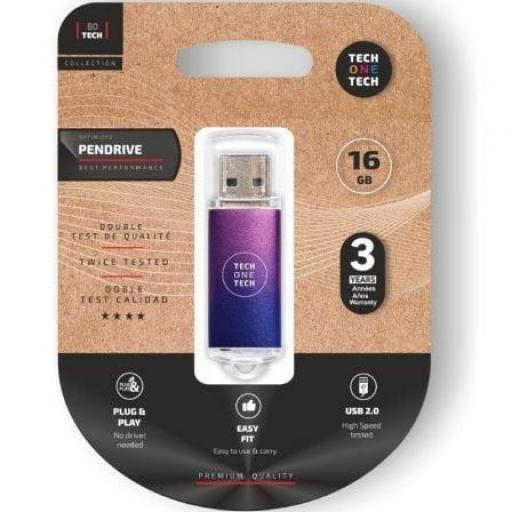 Pendrive 16GB Tech One Tech Be Fade USB 2.0/ Purpura Degradado [0]