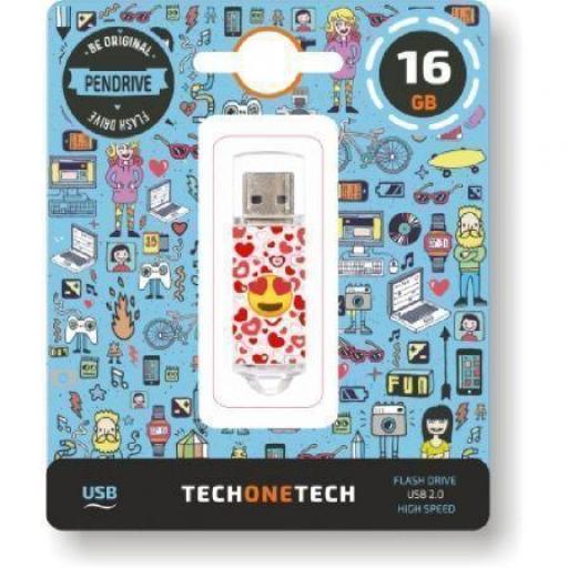 Pendrive 16GB Tech One Tech Emojis Heart Eyes USB 2.0 [0]