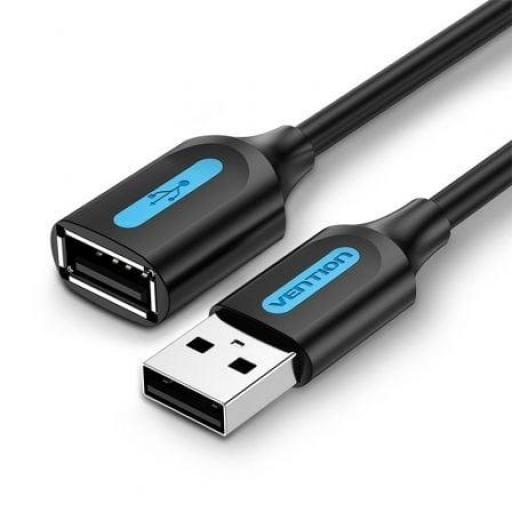 Cable Alargador USB 2.0 Vention CBIBI/ USB Macho - USB Hembra/ 480Mbps/ 3m/ Negro [0]