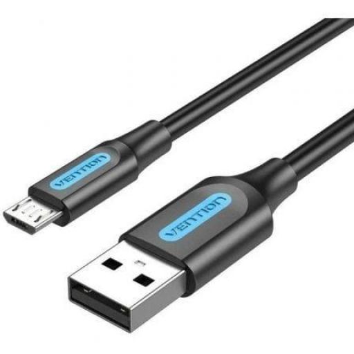 Cable USB 2.0 Vention COLBC/ USB Macho - MicroUSB Macho/ Hasta 60W/ 480Mbps/ 25cm/ Negro [0]