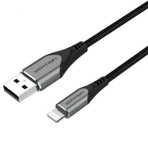 Cable USB 2.0 Lightning Vention LABHH/ USB Macho - Lightning Macho/ Hasta 12W/ 480Mbps/ 2m/ Gris [0]