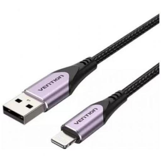 Cable USB 2.0 Lightning Vention LABVF/ USB Macho - Lightning Macho/ Hasta 12W/ 480Mbps/ 1m/ Morado [0]