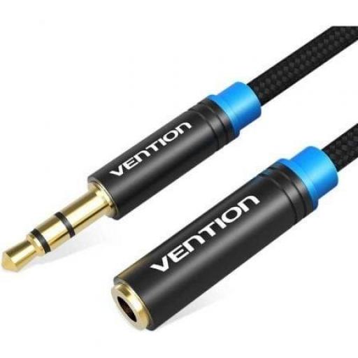 Cable Estéreo Vention VAB-B06-B050-M/ Jack 3.5 Macho - Jack 3.5 Hembra/ 50cm/ Negro [0]