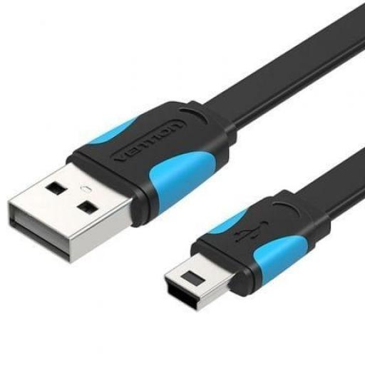 Cable USB 2.0 Vention VAS-A14-B050/ Mini USB Macho - USB Macho/ Hasta 10W/ 480Mbps/ 50cm/ Azul y Negro [0]