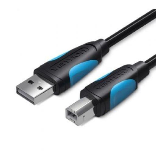 Cable USB 2.0 Impresora Vention VAS-A16-B100/ USB Tipo-B Macho - USB Macho/ 480Mbps/ 1m/ Negro [0]