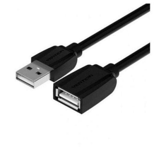 Cable Alargador USB 2.0 Vention VAS-A44-B200/ USB Macho - USB Hembra/ 480Mbps/ 2m/ Negro [0]