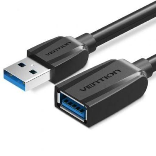 Cable Alargador USB 3.0 Vention VAS-A45-B050/ USB Macho - USB Hembra/ 5Gbps/ 50cm/ Negro [0]
