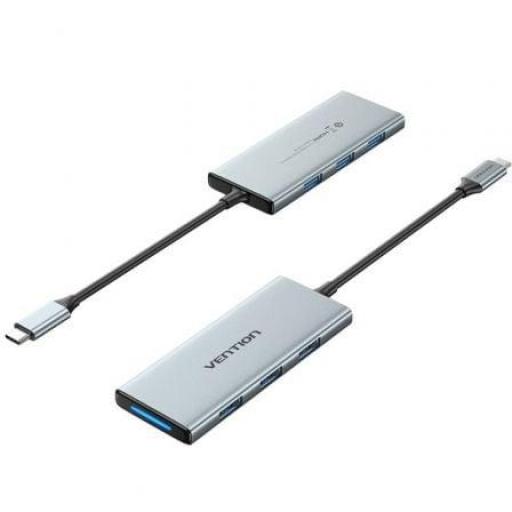 Docking USB Tipo-C Vention TOPHB/ 1xHDMI/ 3xUSB/ 1xLector Tarjetas SD y MicroSD/ Gris [0]