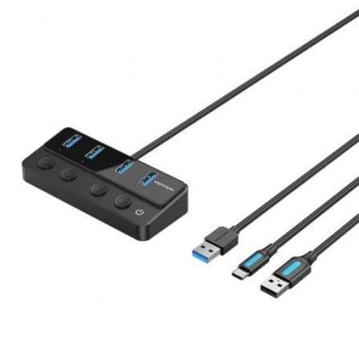 Hub USB 3.0 Vention CHWBF/ 4xUSB/ 1xUSB Tipo-C PD/ Incluye cable Carga USB Macho - USB Tipo-C Macho [0]