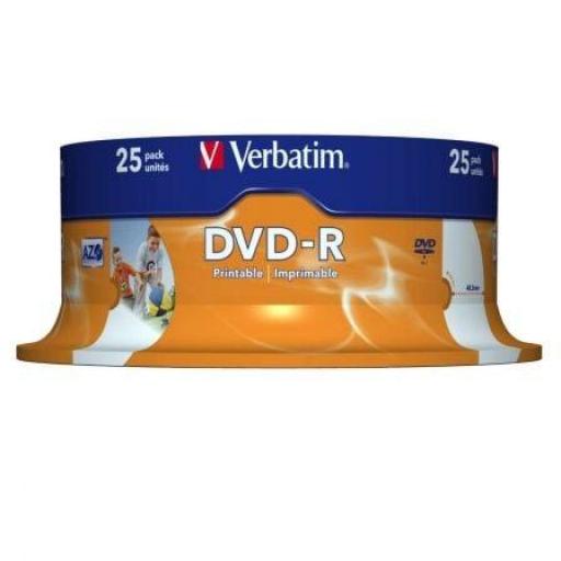 DVD-R Verbatim Imprimible 16X/ Tarrina-25uds [0]
