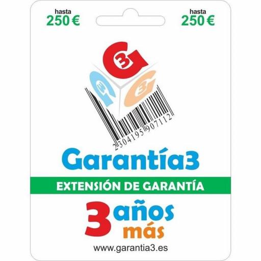 Extensión garantía 3 años Maximo 250 euros