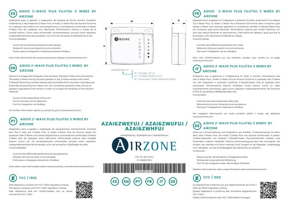 Aidoo Z-Wave Plus Fujitsu 3 wires EU (868-869 MHz)