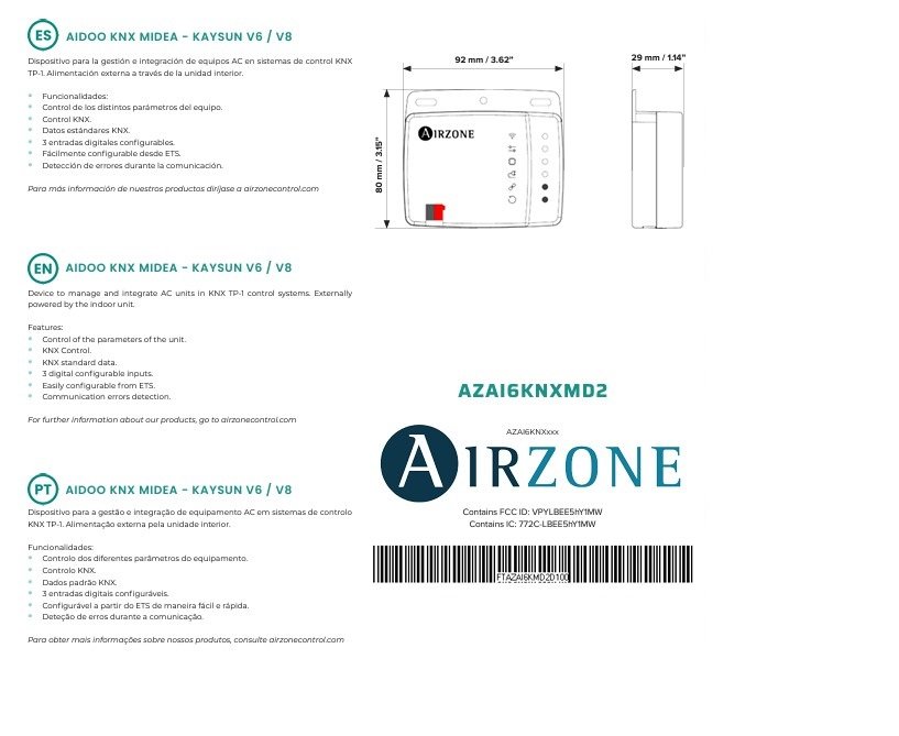 AIDOO CONTROL KNX MIDEA - KAYSUN V6 PROTOCOL a