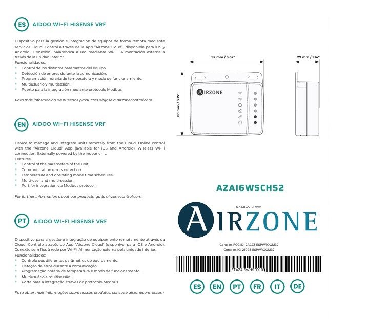 AIDOO CONTROL WI-FI HISENSE VRF A