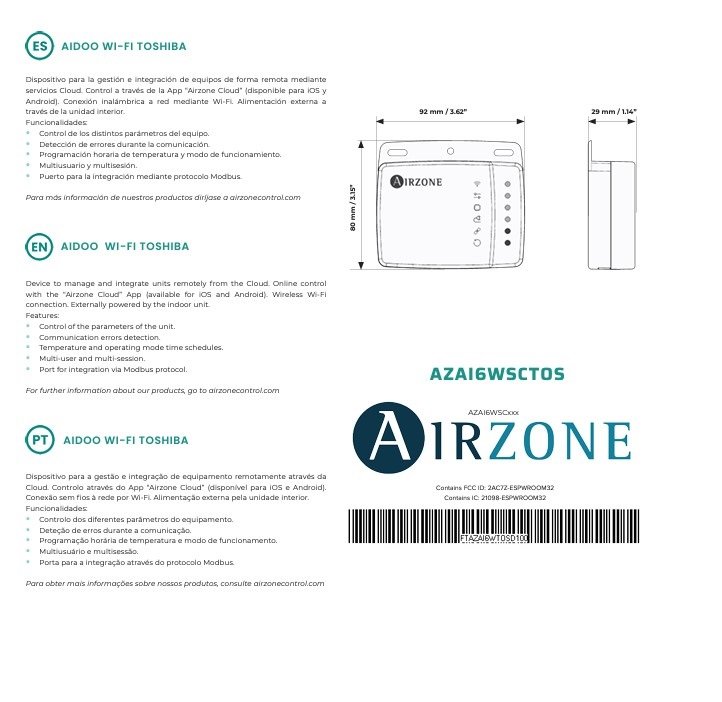 AIDOO CONTROL WI-FI TOSHIBA a