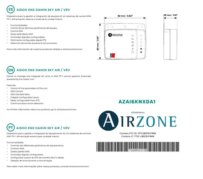 Aidoo KNX Daikin Sky Air / VRV a