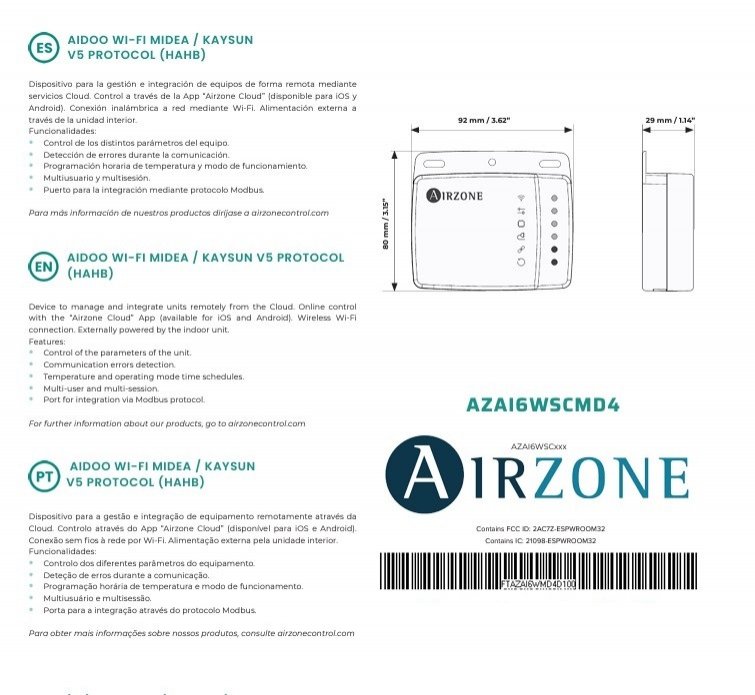 AIDOO WI-FI MD4 MIDEA / KAYSUN V5 (HAHB) A