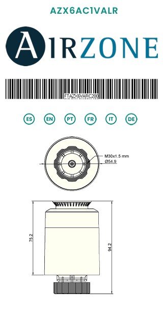 Cabezal termostático inalámbrico Airzone VALR para radiadores M30x1.5mm (Flexa 4.0)