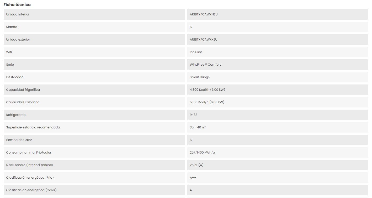 DETALLES DEL PRODUCTO SAMSUNG F-AR18NXT SPLIT WINDFREE COMFORT klimantia 1