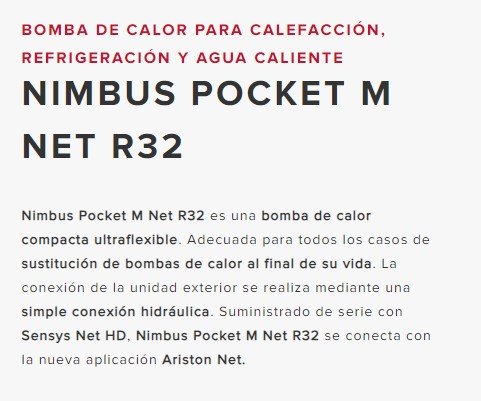 Ariston Nimbus Pocket 80 M NET R32