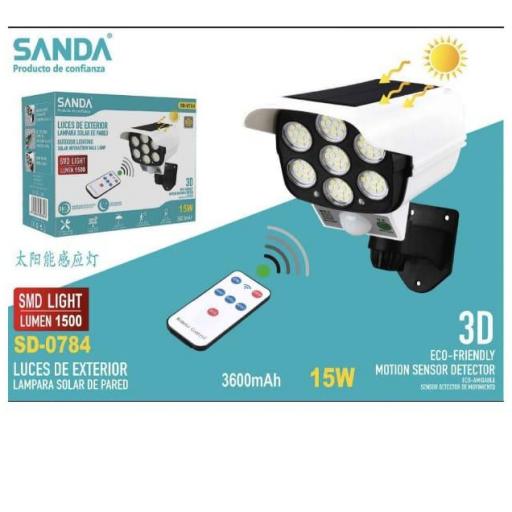 Lámpara solar de pared Sanda 0784 con mando a distancia 