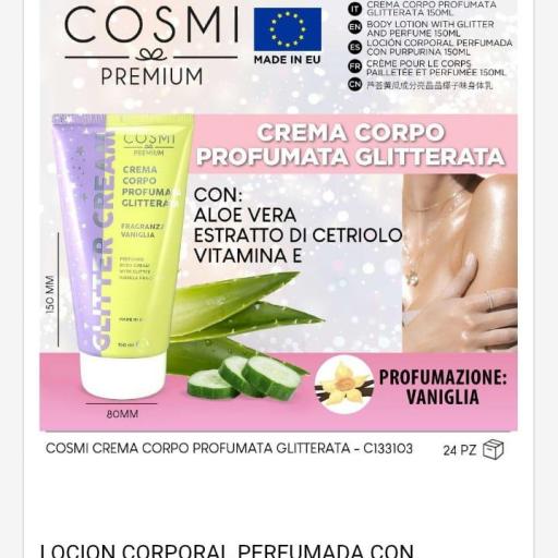 Cosmi Loción coporal perfumada con purpurina.Vainilla.Ref. 133103