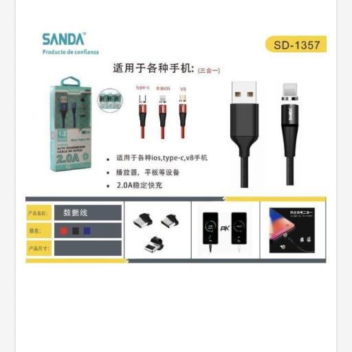 Cable de datos de alto rendimiento 3 en 1 Ref.1357