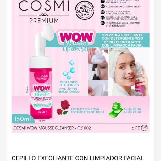 Cosmi Cepillo exfoliante con limpiador facial.Rosa.Ref.211102