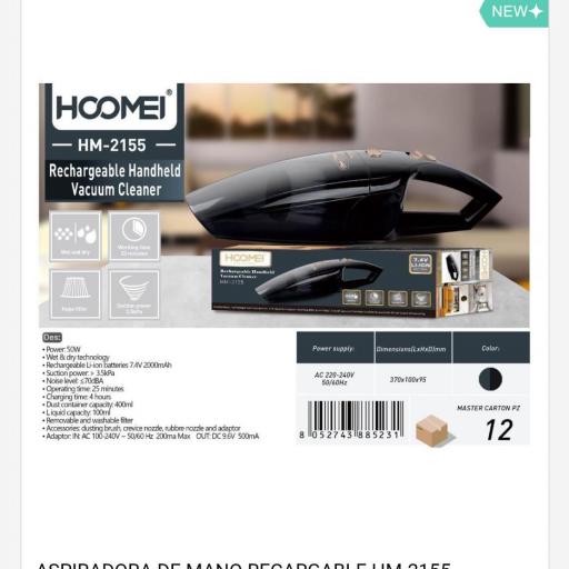 Aspiradora portátil recargable Hoomei 2155