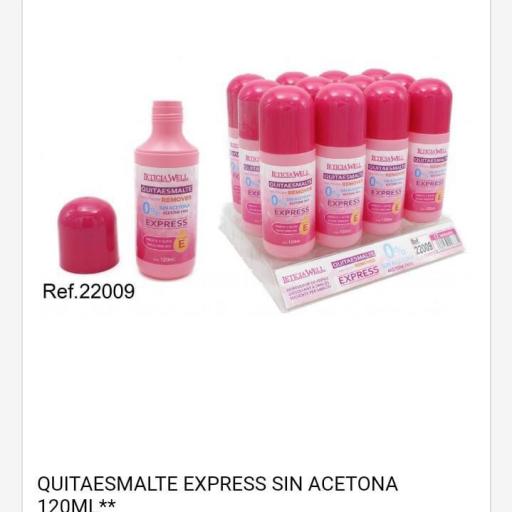 Quitaesmalte Express sin acetona 120 ml. Precio unidad