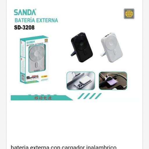 Batería externa inalámbrica con soporte Sanda 3208.Precio unidad 