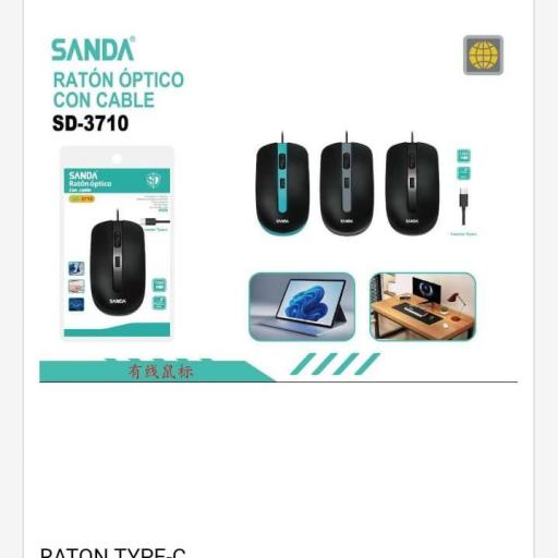 Ratón óptico con cable Sanda 3710.Precio unidad 