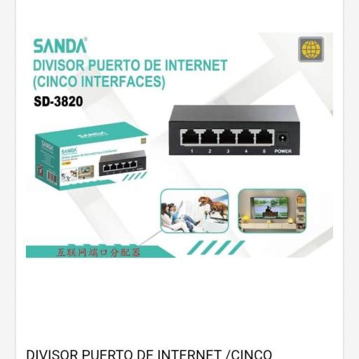 Divisor puerto de internet (5 interfaces) Sanda 3820