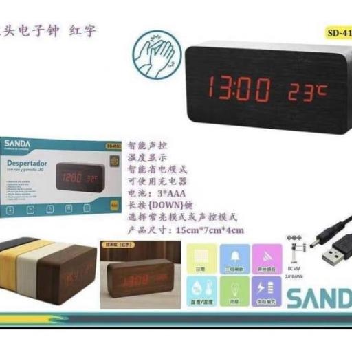 Reloj/Despertador led con voz Sanda 4103.Precio unidad