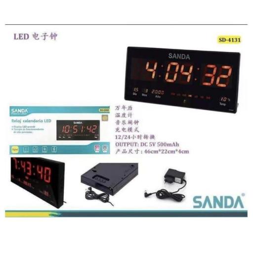 Reloj calendario Led de pared Sanda 4131