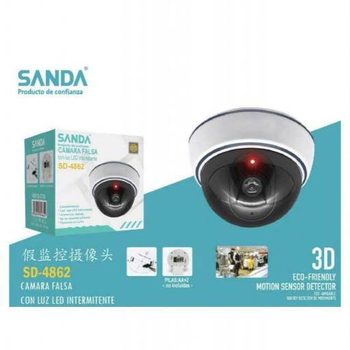 Falsa cámara de vigilancia con piloto rojo intermitente Sanda 4862