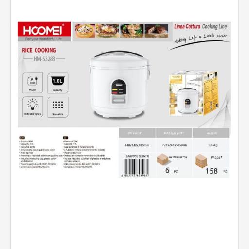 Arrocera eléctrica de 1 litro Hoomei 5328B