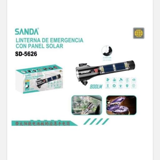 Linterna de emergencia con panel de carga solar Sanda 5626