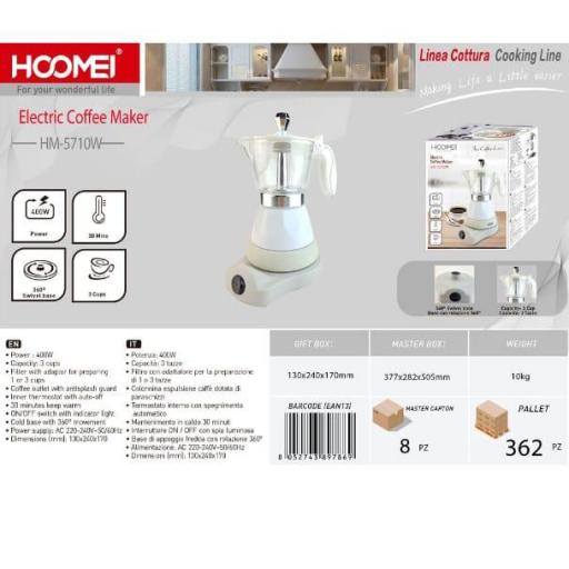 Cafetera eléctrica Hoomei 5710W de 3 tazas