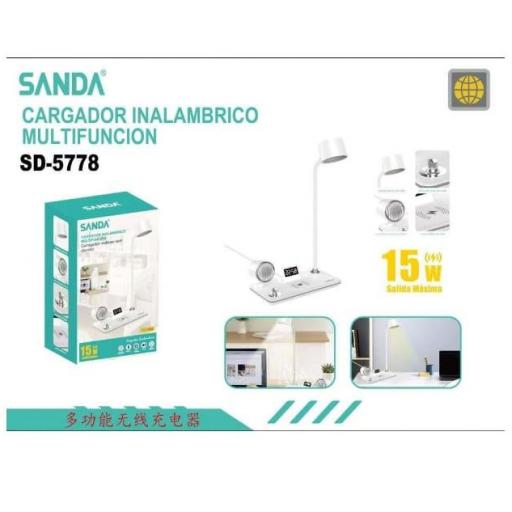 Cargador inalámbrico multifunción con lámpara Sanda 5778