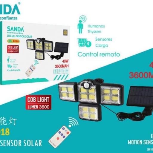 Lámpara solar con control remoto y sensor Sanda 6018