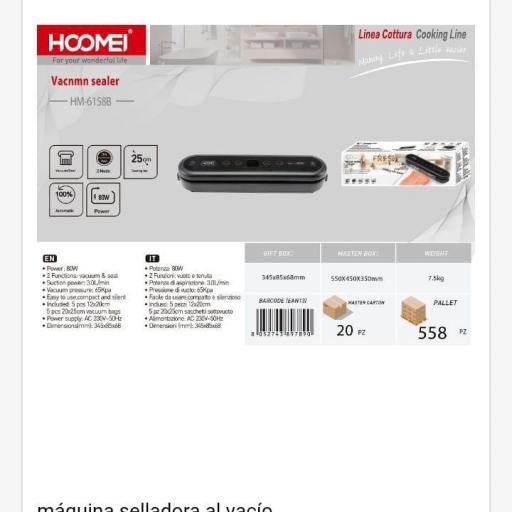 Selladora al vacío eléctrica Hoomei 6158B.Precio unidad 